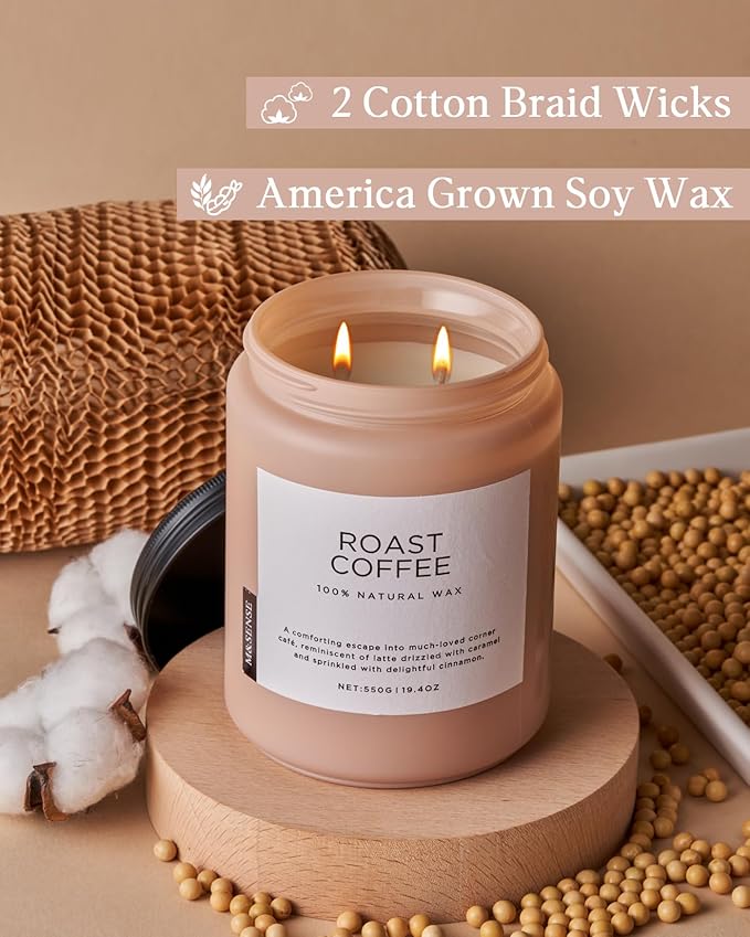 Jar Candles, Roasted Coffee Scent, 19.4 oz Soy and Vegetable Wax