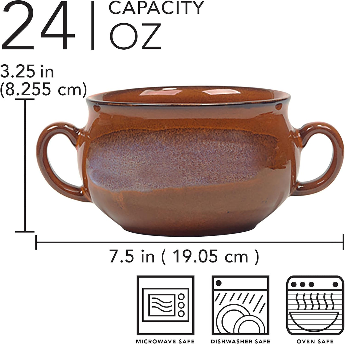 Stoneware 24oz Reactive Glaze Soup Crocks Set of 4: Perfect for soups, stews – close-up