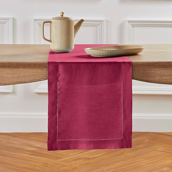 Table Runner, 100% Pure Linen, Beet, 14 x 60 Inch