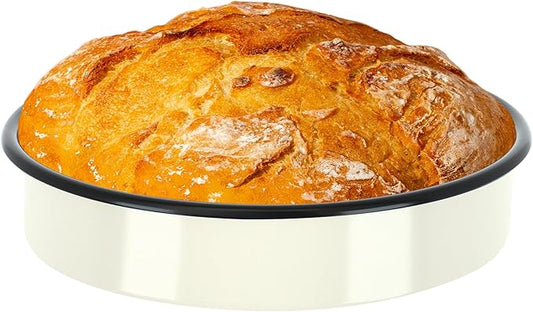 Enamel Round Baking Pan Roasting Dish 10 Inch Non-Stick Cookware for Cake Bread Pie Pizza Roast, Non-Toxic Carbon Steel Oven Dishwasher Safe Thanksgiving Party Gift Bakeware