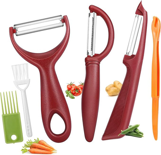 Senbowe Upgrade Potato Peeler for Kitchen, 6PCS Stainless Steel Vegetable Peeler, I and Y Veggie Food Peeler for Apple Fruit Carrot Zucchini Cucumber,Good Grip Makes Peeling Very Easy