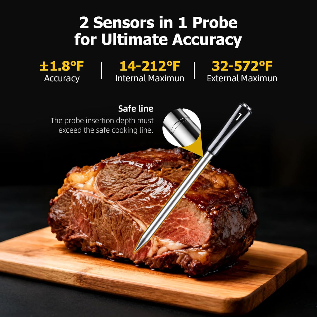 Wireless Meat Thermometer with APP Control，4 Probes Meat Thermometer Digital – alternate view