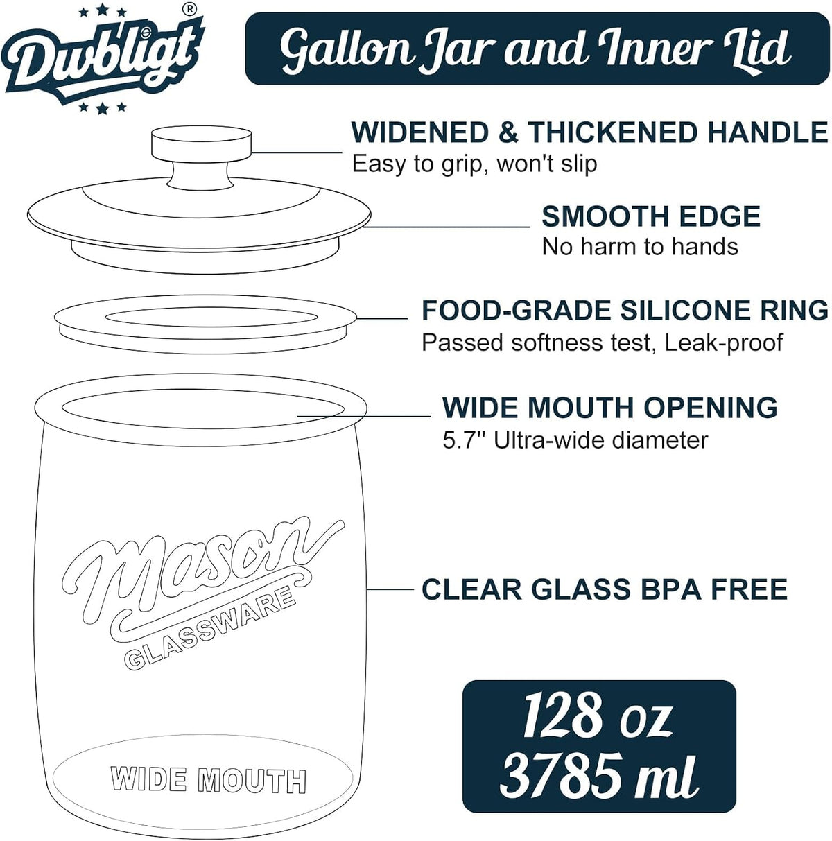 2 Pack Cookie Jar, 1 Gallon Glass Jar with Airtight Lids for Flour – set view