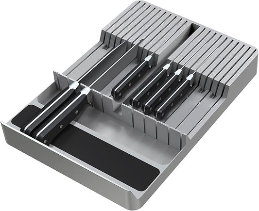 NIUXX Knife Drawer Organizer, Large Capacity In-Drawer Knife Block Set Holds 20 Knives and 1 Sharpening Steel (Not Included), Suitable for Knife Organizer for Kitchen Drawer