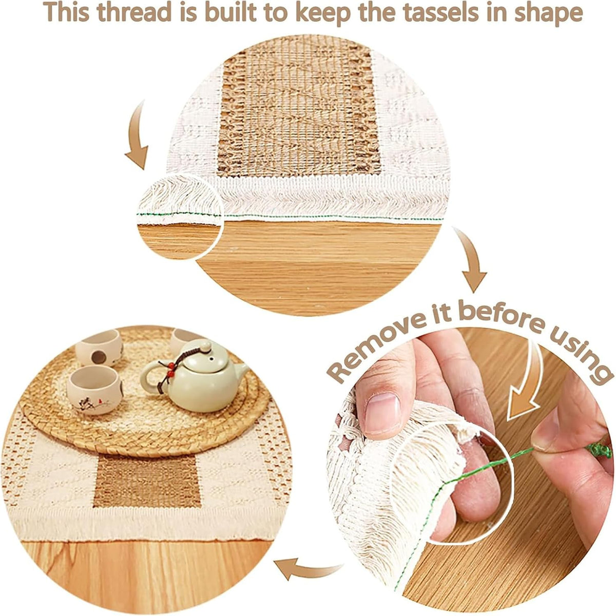 Placemats Set of 6 with 6 PCs Round Placemats and 6 PCs Table Mats – close-up