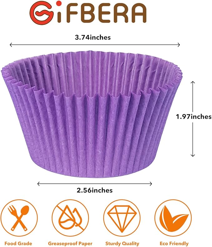 Baking Cups for Jumbo Pans, 400 Count, 8 Solid Colors