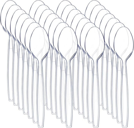 Liacere 360 Pieces Clear Plastic Spoons - Heavyweight Disposable Spoons-6.7inch Heavy Duty clear Cutlery - Plastic Utensils - Perfect for Chrismas Parties and Restaurants for Spring
