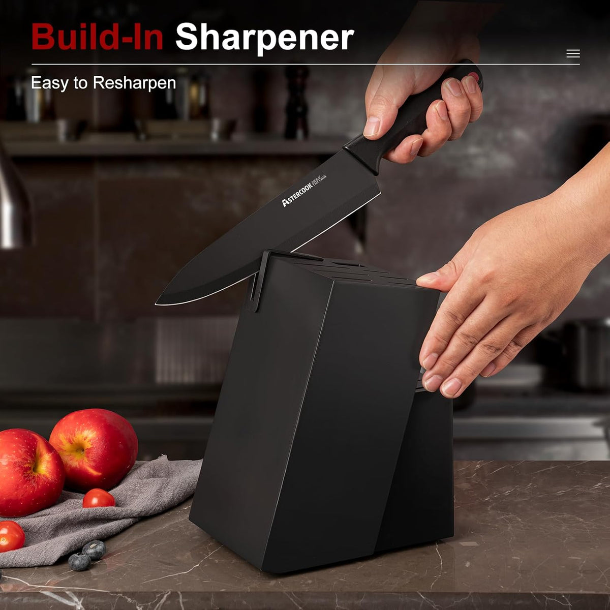 Knife Set for Kitchen with Block and Sharpener 15pcs German – alternate view