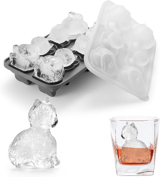 Nax Caki 3D Cat Ice Cube Mold Fun Shapes, Cat Lover Gifts for Women & Mom, Cute Large Craft Ice Mold, Big Ice Cube Trays for Whiskey Cocktails Bourbon
