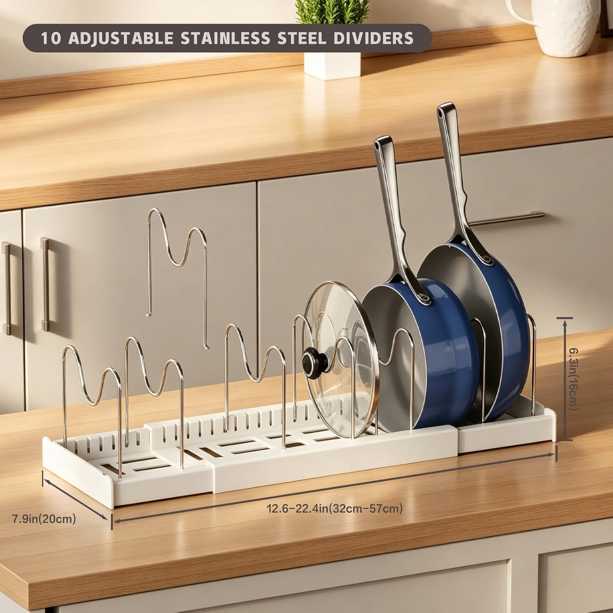 2 Pack Expandable Food Storage Container Lid Organizers, 22" Pots and Pans – detail
