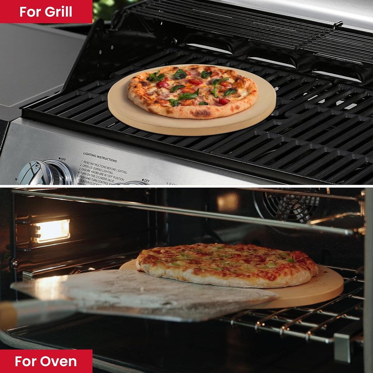 16" Round Pizza Stone for Oven and Grill, Cordierite Baking Stone – alternate view