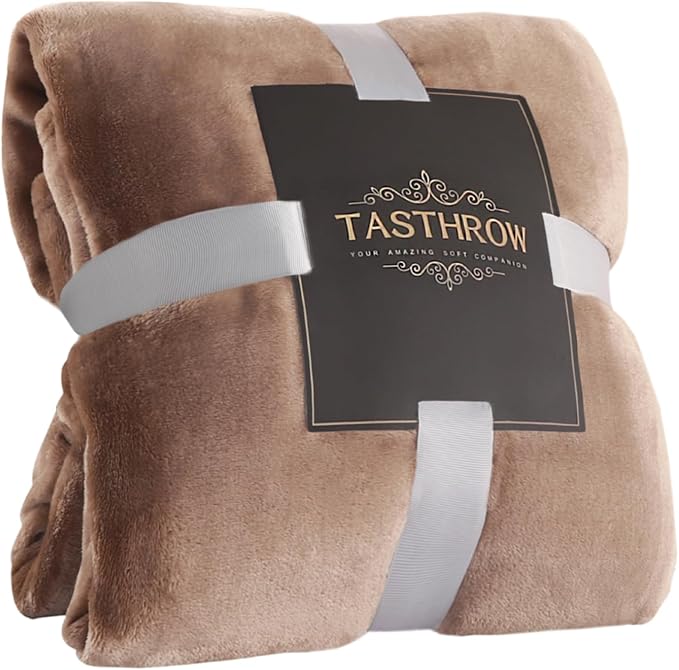 Throw Blanket in Light Coffee Flannel Fleece, 60 x 80 Inch