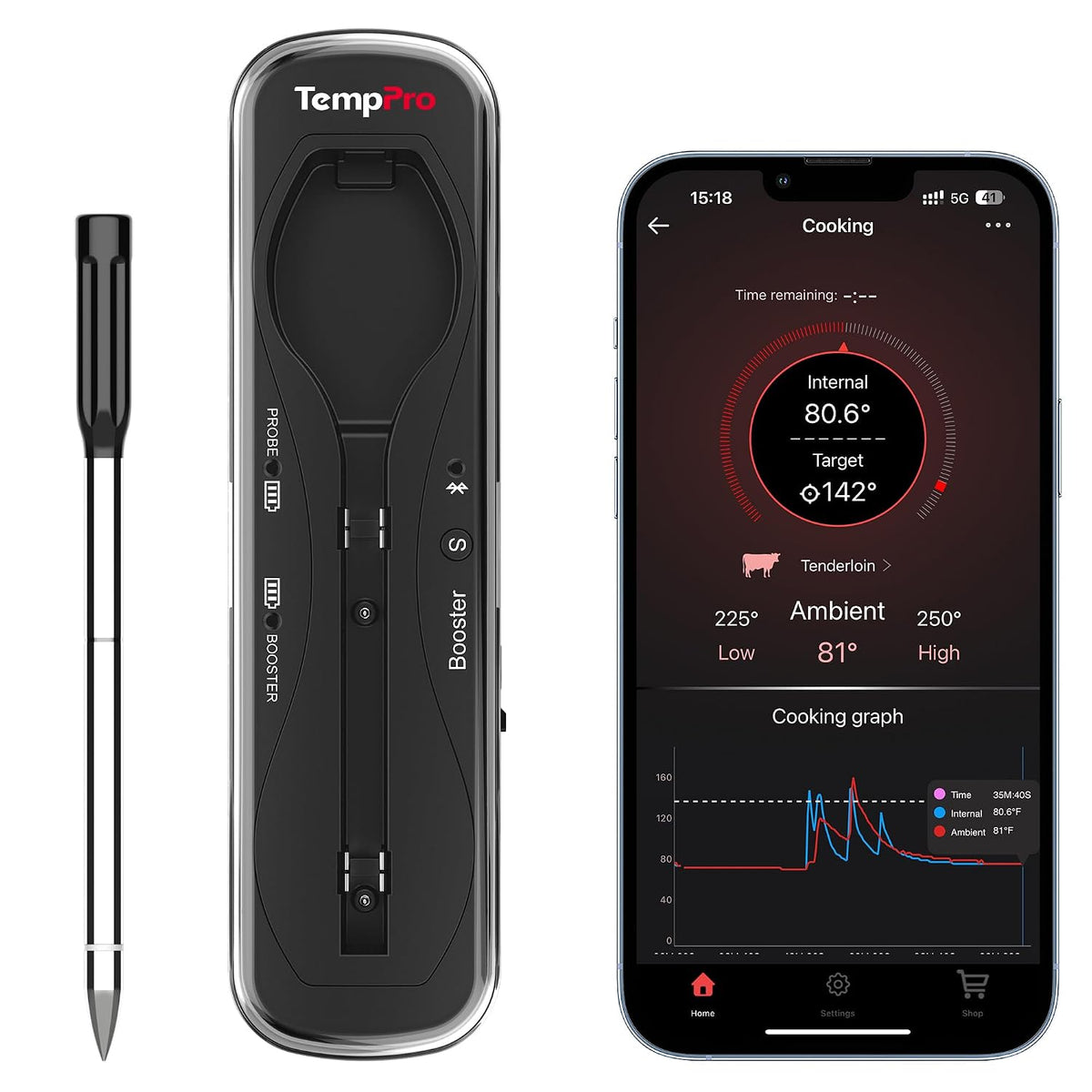 TempSpike 500ft Wireless Meat Thermometer with Upgraded Meat Probe