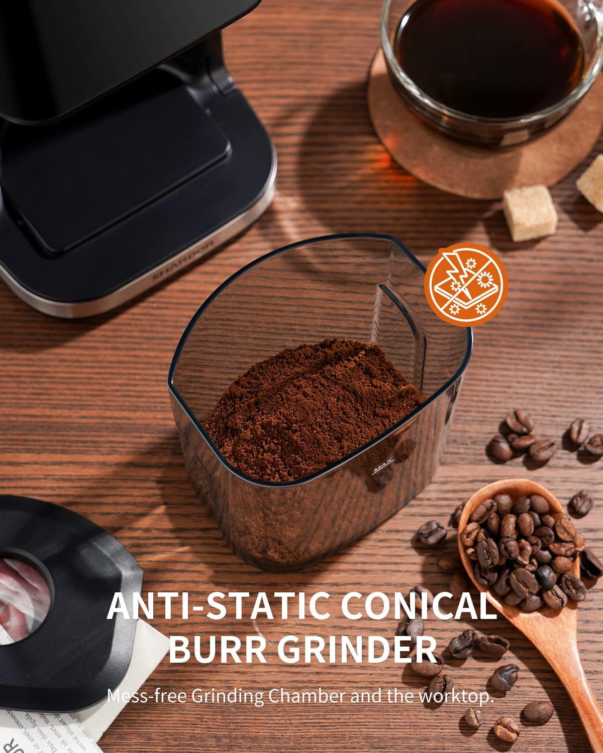 Conical Burr Espresso Coffee Grinder Electric with Precision Timer 2.0 – features