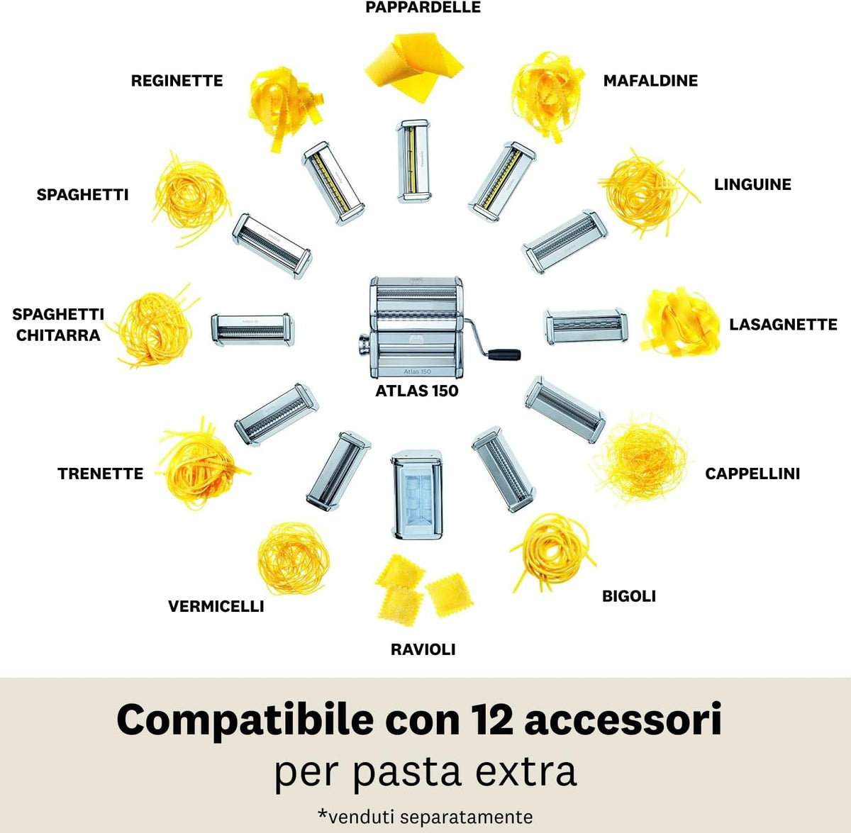 Atlas150 Manual Pasta Maker Machine-LASAGNA, FETTUCCINE & TAGLIOLINI. Made – features