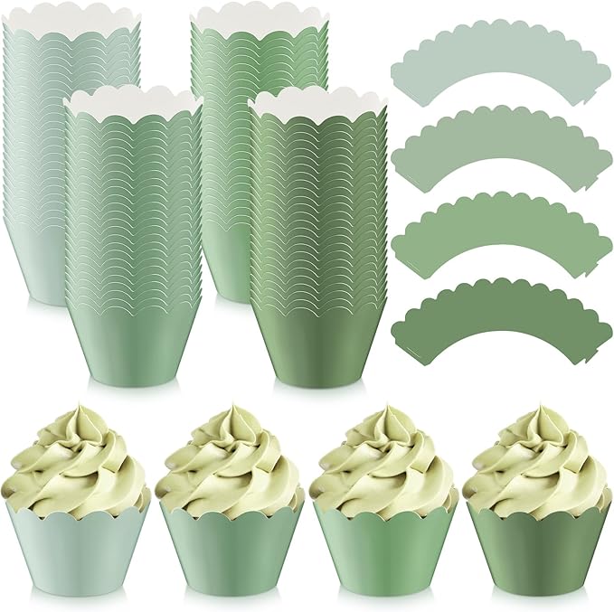 Baking Cups 100 Count Sage Green Cardboard Cupcake Liners