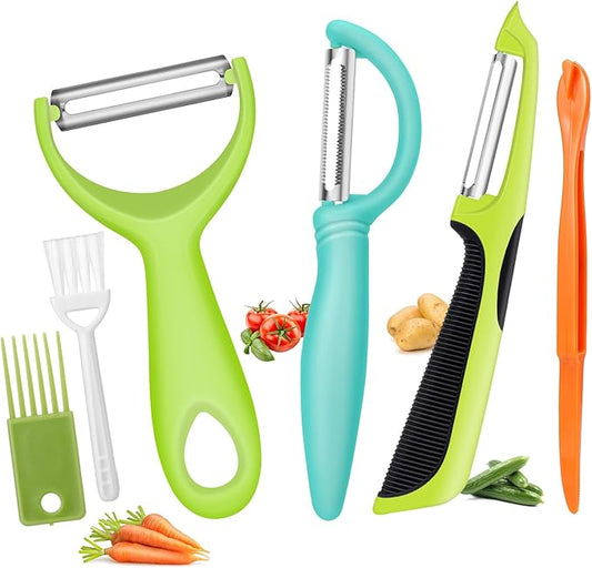 Senbowe Upgrade Potato Peeler for Kitchen, 6PCS Stainless Steel Vegetable Peeler, I and Y Veggie Food Peeler for Apple Fruit Carrot Zucchini Cucumber,Good Grip Makes Peeling Very Easy