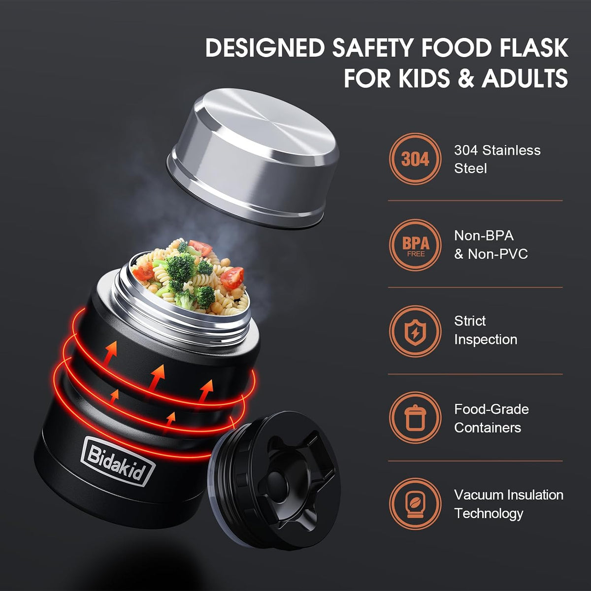 Insulated Food Jar Set – 25.4oz & 17oz Stainless Steel Containers with Folding – alternate view