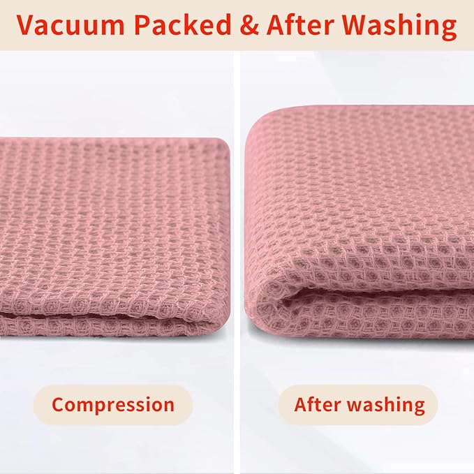 100% Cotton Waffle Weave Kitchen Dish Cloths – Dried Rose