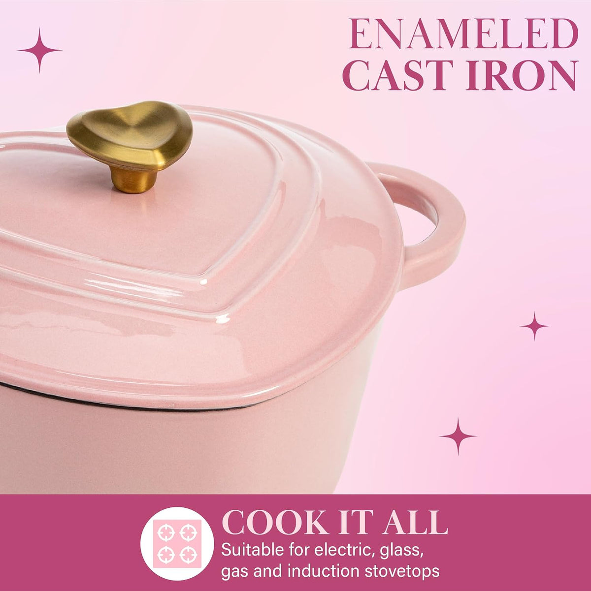 Enameled Cast Iron Dutch Oven Pot with Lid, Heart-Shaped Dutch Oven, Durable – alternate view