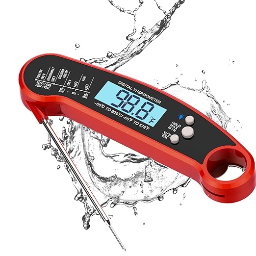 Meat Thermometer Digital for Grill Instant Read Meat Thermometer Waterproof Kitchen Gadgets Essentials Magnetic Probe Thermometer with Backlight and Display
