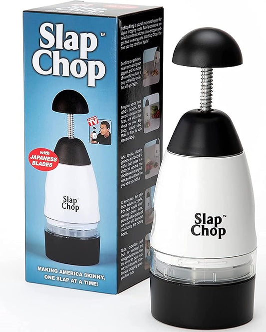 Slap Chop Original Japanese Stainless Steel Blades & Butterfly Opening Chopper - Manual Food Chopper for Salads & Vegetables - White