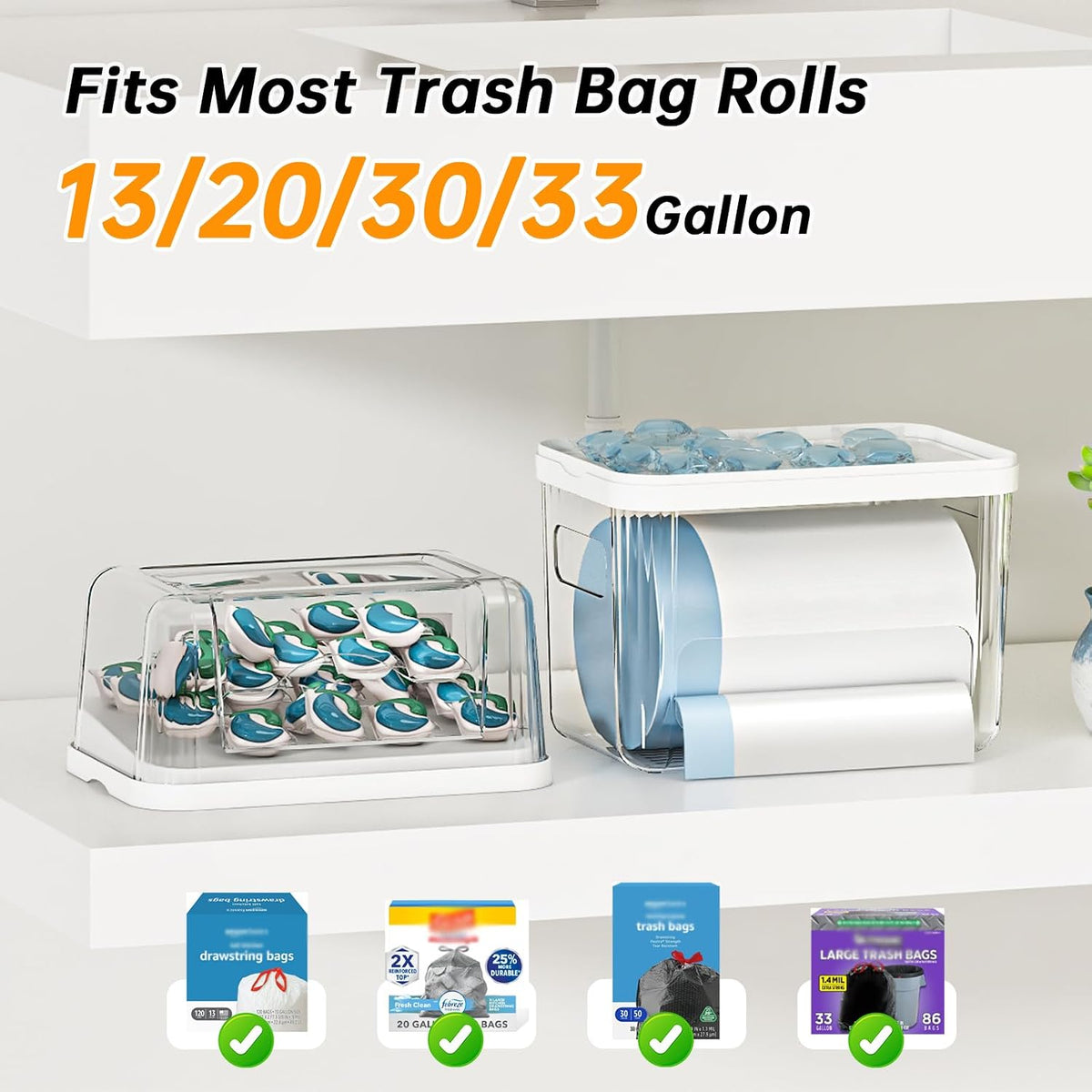 2-in-1 Trash Bag Holder Laundry & Dishwasher Pods Container,Garbage Bag – alternate view