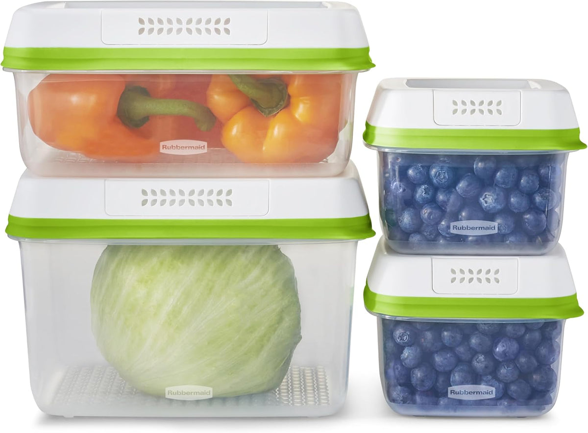 FreshWorks Produce Saver, Medium and Large Storage Containers, 8-Piece Set, Set