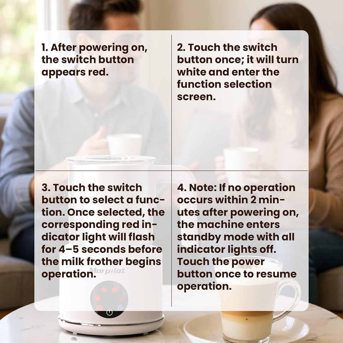 Large Electric Milk Frother and Steamer, 16.9oz/500ml Milk Steamer and Frother – another angle