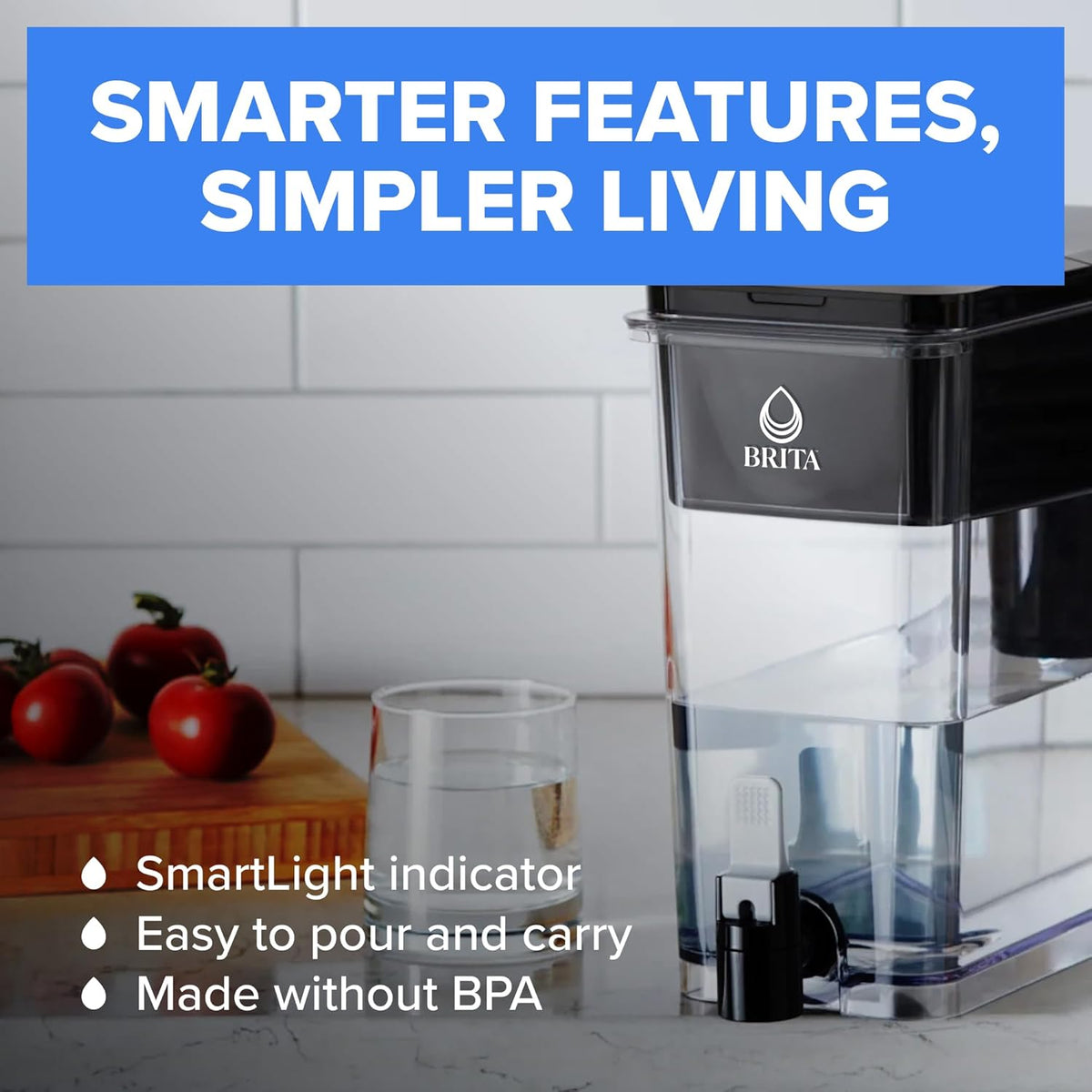 X-Large 27 Cup Water Dispenser, Includes 1 Filter, Black – alternate view