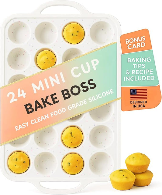 Silicone Mini Muffin Pan 24 cups - Small Muffin Mold - 1 PACK - CREAM