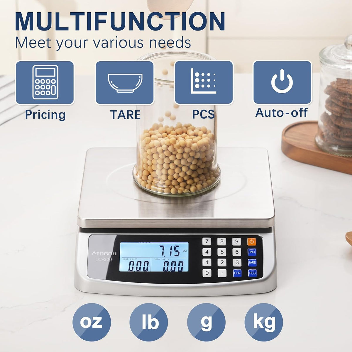 110lb Food Scale, Commercial Kitchen Scale with Price Computing – size reference