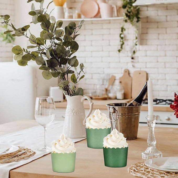 Baking Cups, 120 Count Sage Green Scalloped Paper Liners