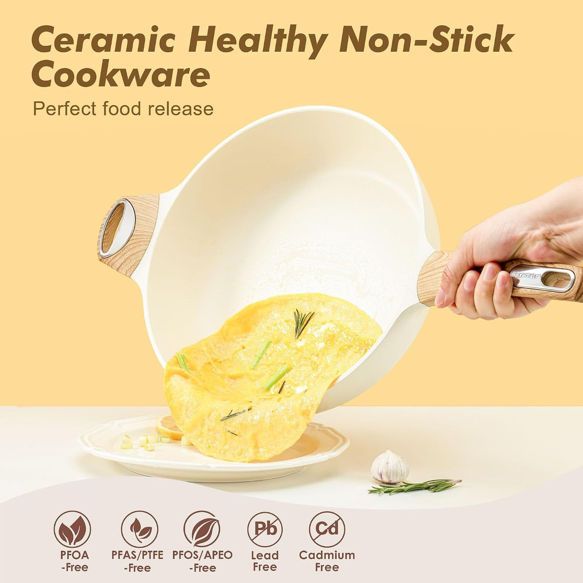 Ceramic Nonstick Frying Pan Skillet with Lid, 12 Inch Large Deep Frying Pan, 5 – detail