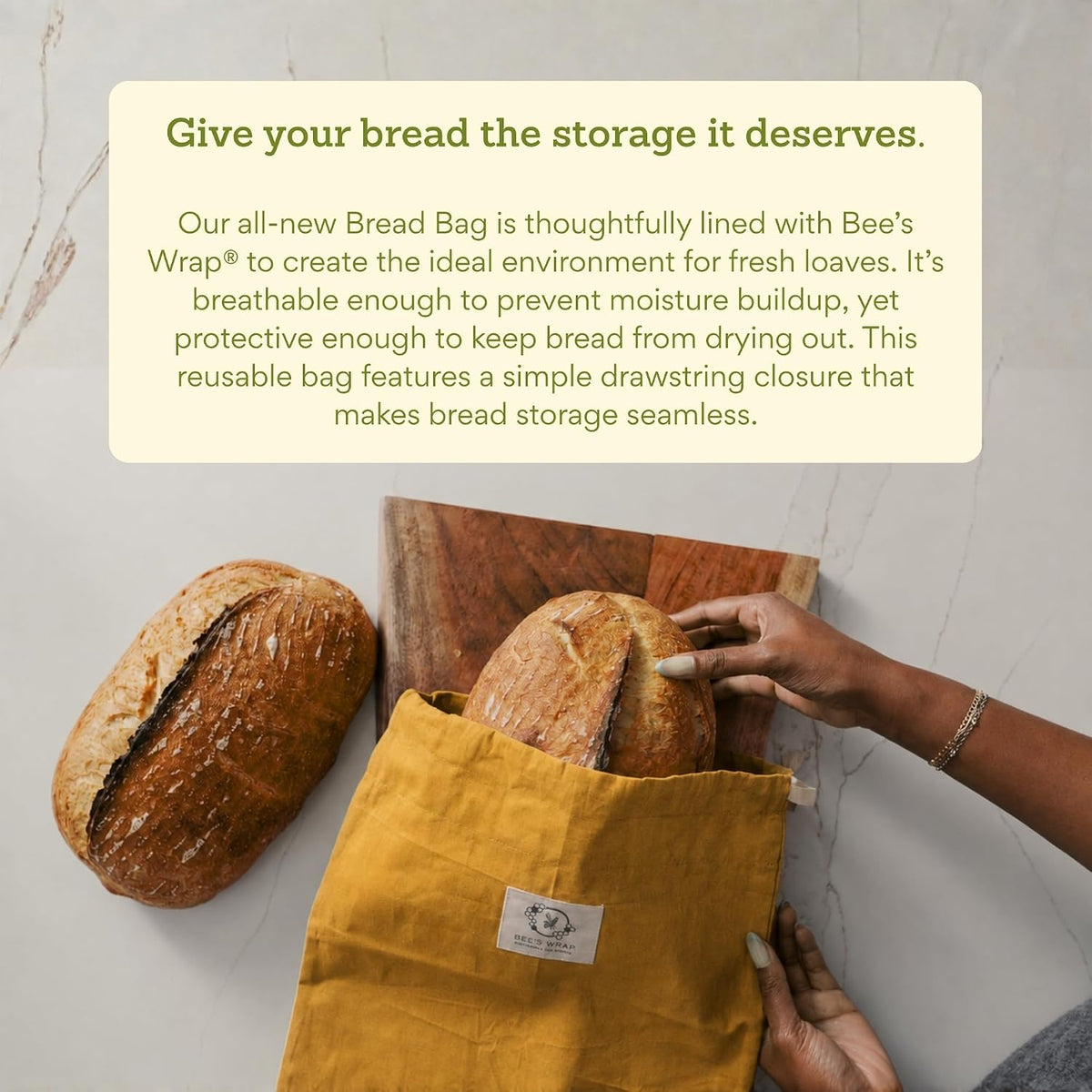 Beeswax Bread Bags, 2 Pack - Honeycomb – close-up