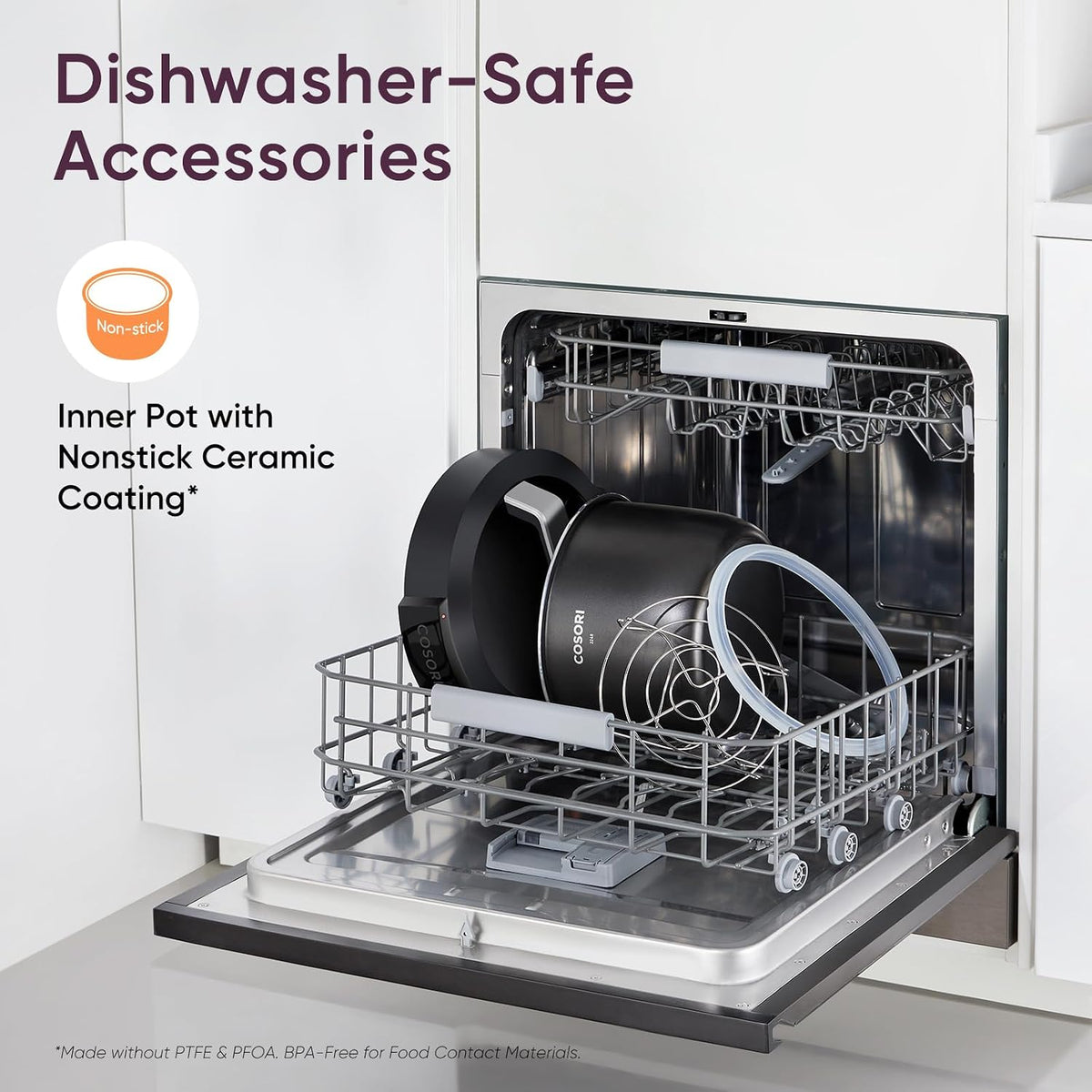 Pressure Cooker 6QT, 9-in-1, Ceramic Coating Pot, 12 Safety Features – set view