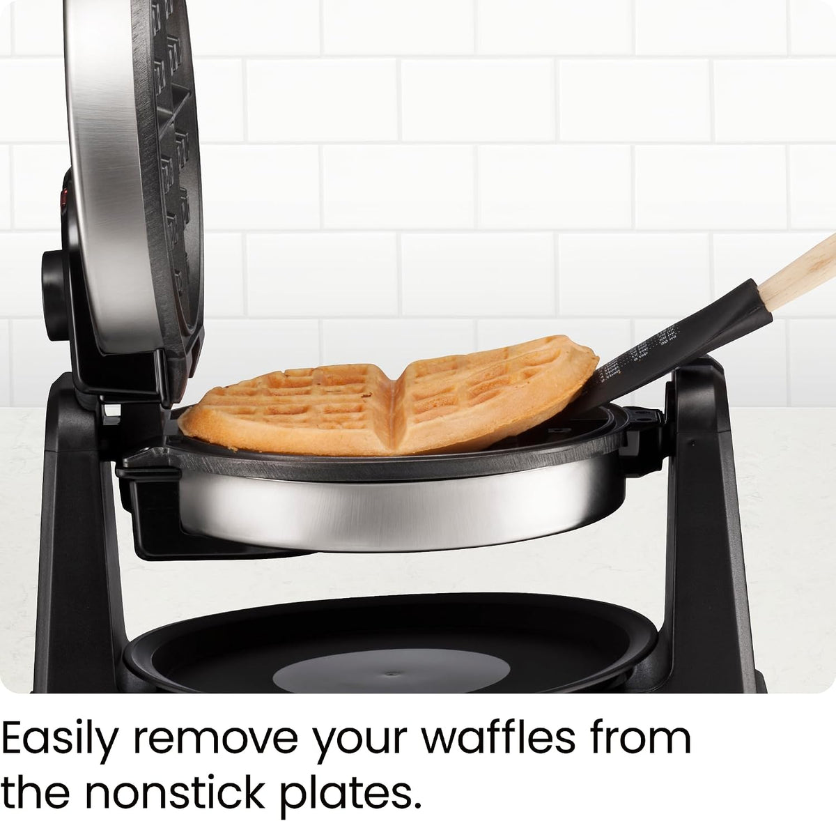 Rotating Belgian Waffle Maker, 180° Flip Iron w/ Non-Stick Plates, Adjustable – alternate view