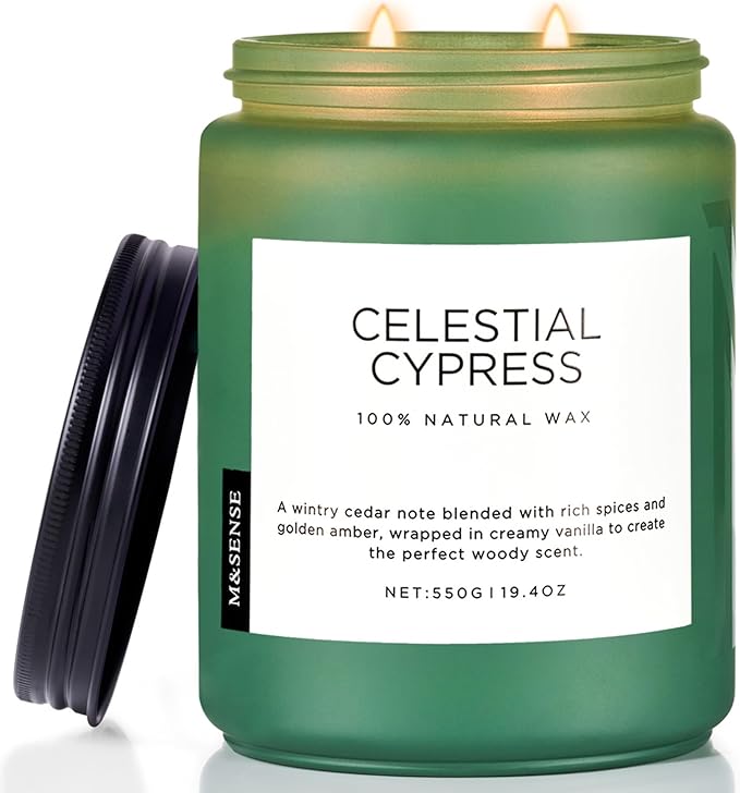 Jar Candle, Celestial Cypress Scent, 19.4 oz Soy Blend