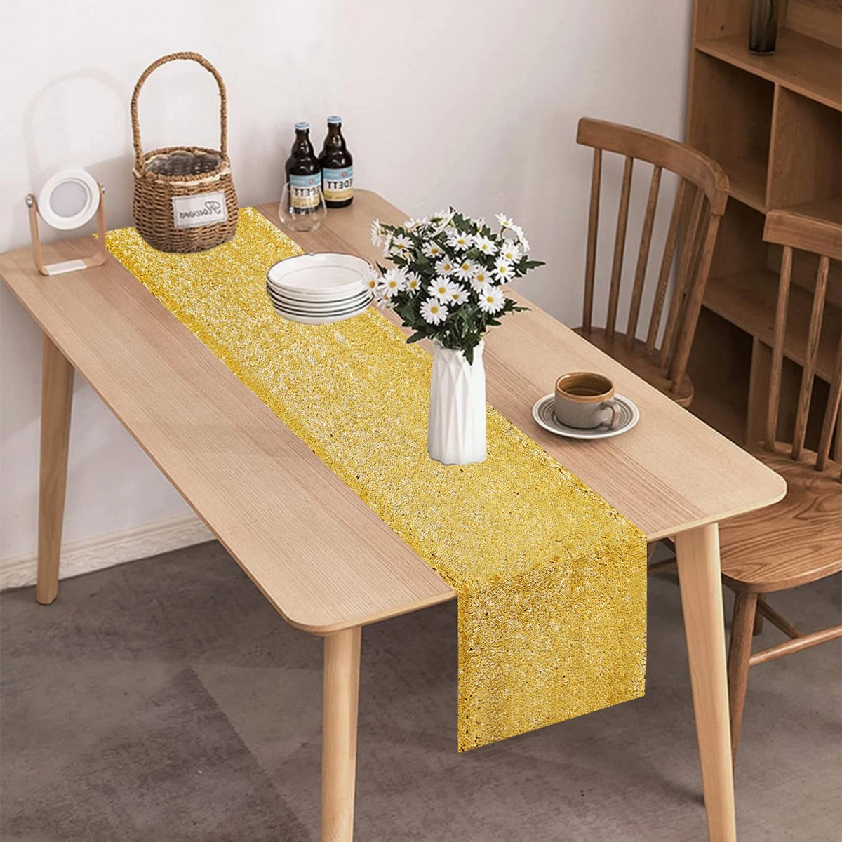 10 Packs 12 x 72 inches Gold Sequin Table Runner – features