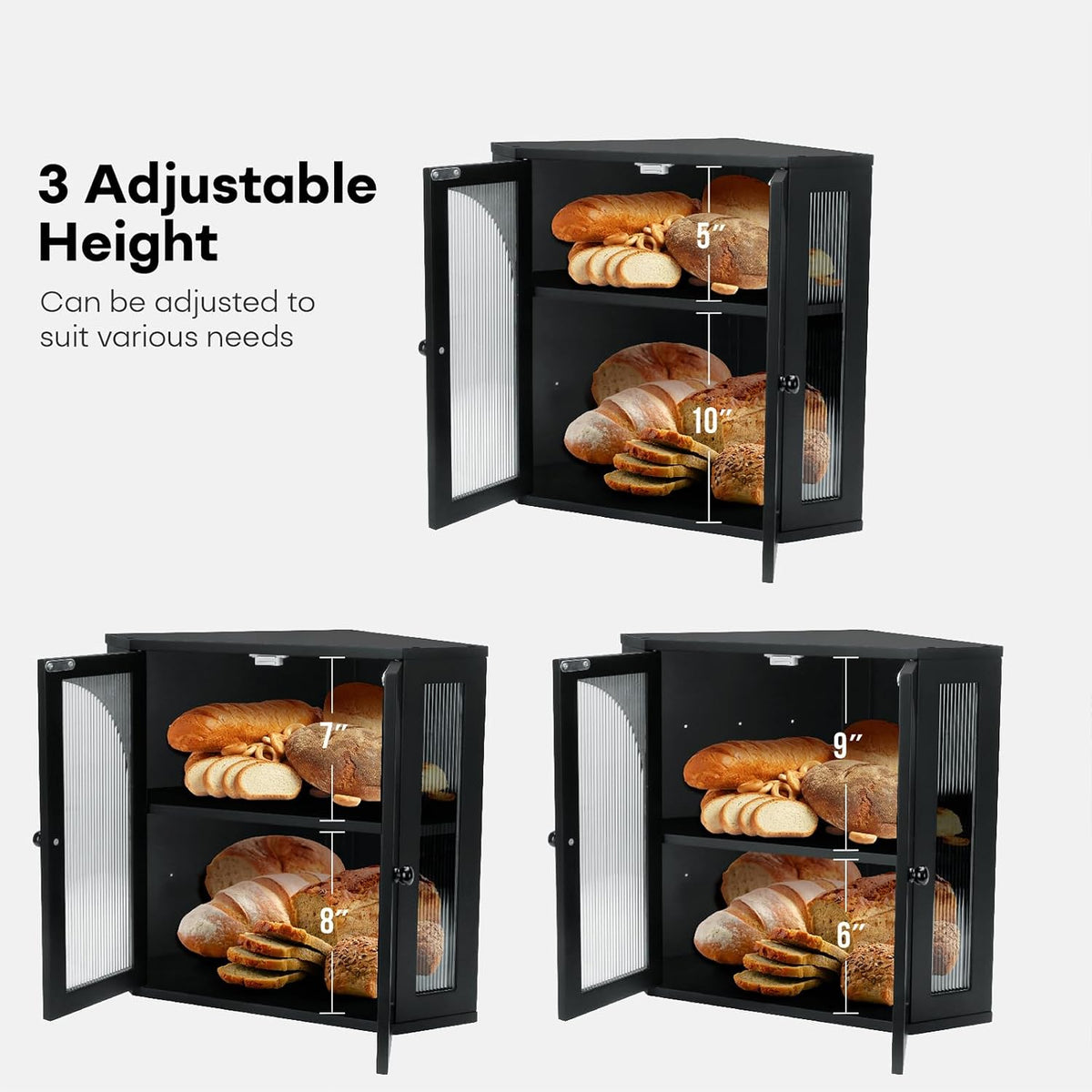 Corner Bread Box for Kitchen Countertop,Double Layer Bread Holder – close-up