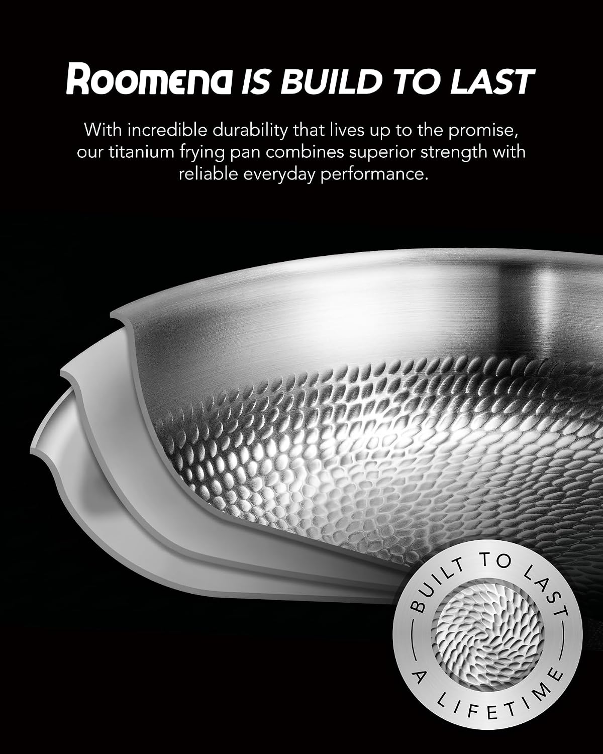 Titanium frying pan for cooking,12-Inch with lid, skillet – detail