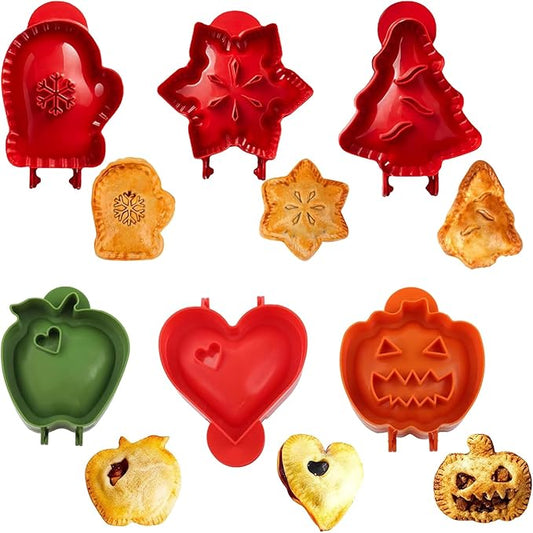 6PCS Mini Hand Pie Molds,Party Potluck Hand Pie Molds for Baking,Fits All Kinds of Festivals and Parties (6PCS-A)