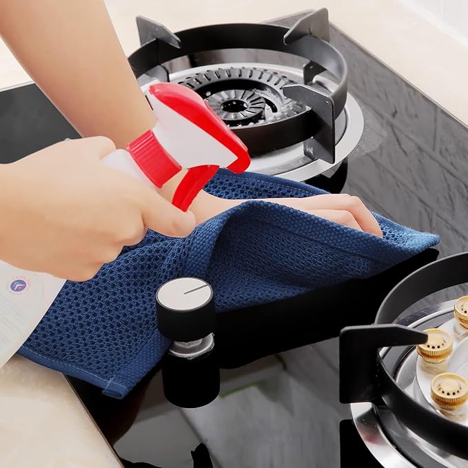 100% Cotton Waffle Weave Kitchen Dish Towels – Navy Blue