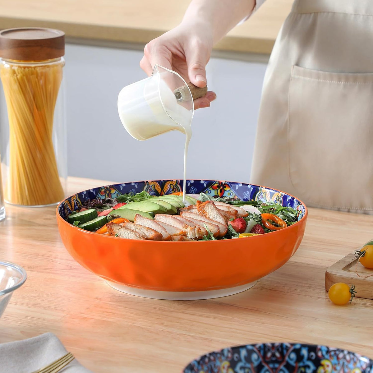 Large Serving Bowls,78 Oz Salad Bowls Set of 2, Red – features