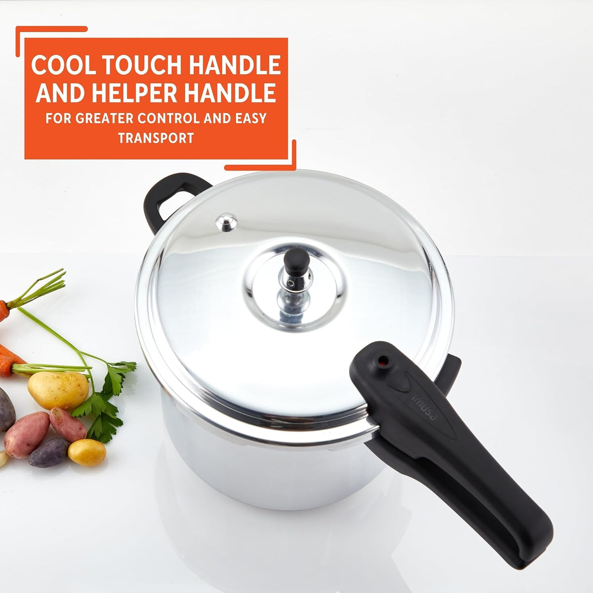 7 Quart Stovetop Aluminum Presure Cooker with safety valves for risk-free – alternate view