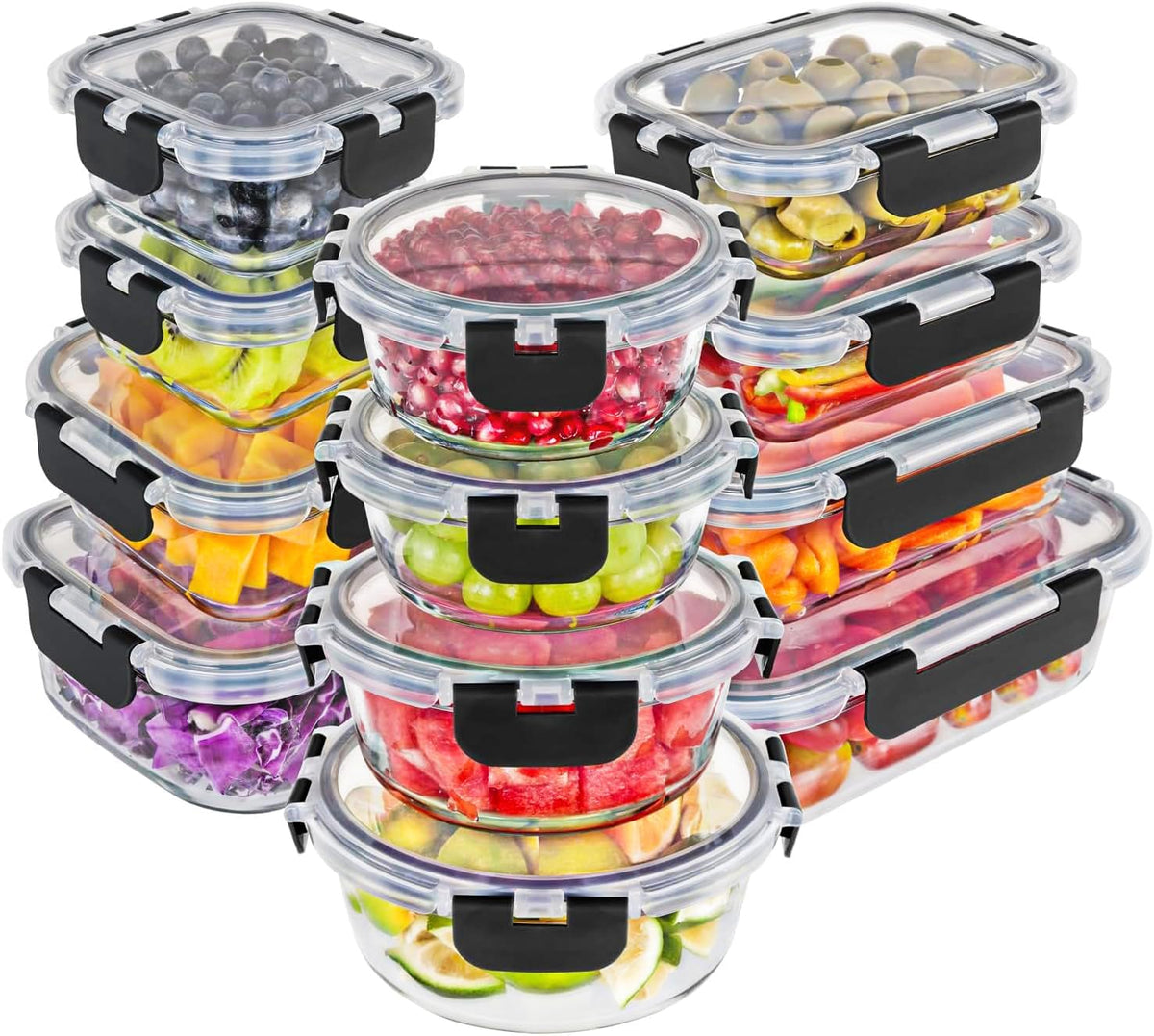 Premium Borosilicate Glass Food Storage Containers with lids Set | 24pc Sets