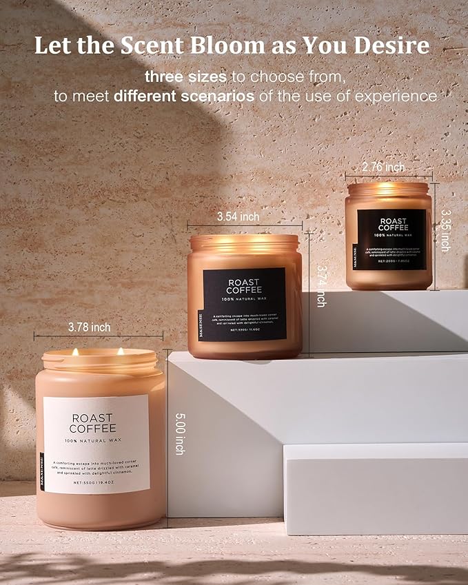Jar Candles, Roasted Coffee Scent, 19.4 oz Soy and Vegetable Wax