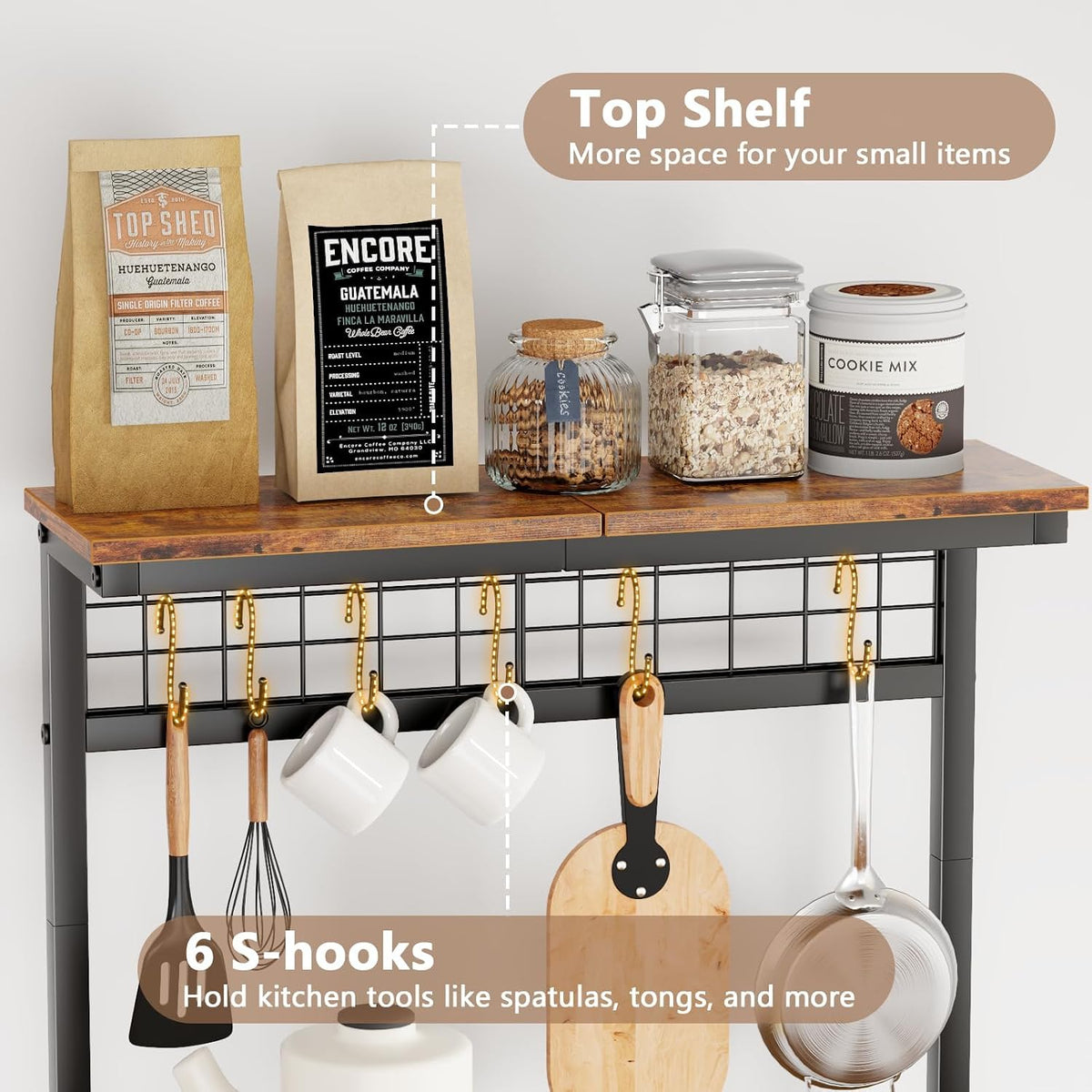 Kitchen Bakers Rack with Power Outlet, 22-Inch Microwave Stand – size reference