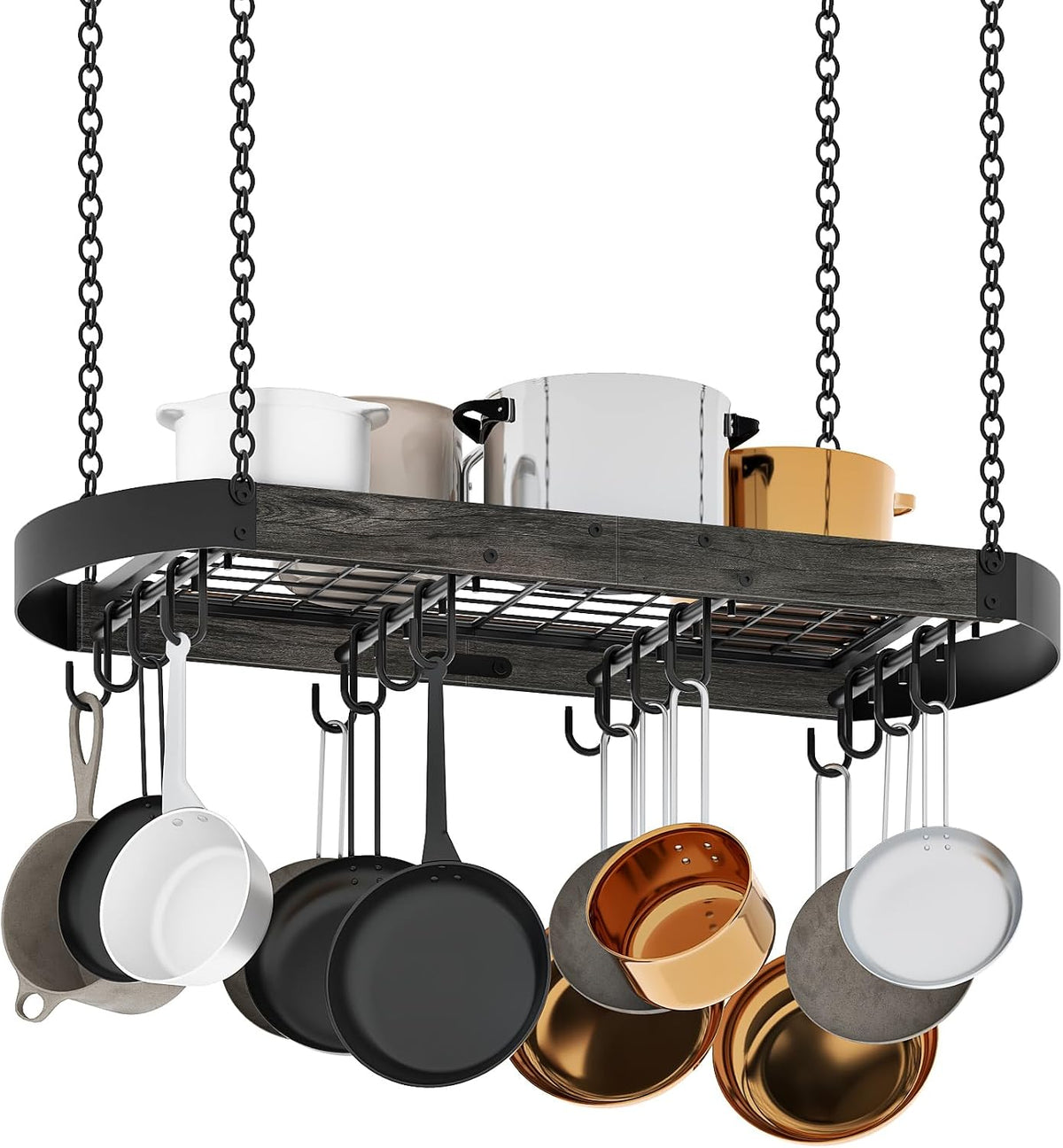 31.7-Inch Hanging Pot Rack, Space-Saving Pot Hanger for Kitchen, Ceiling Pan