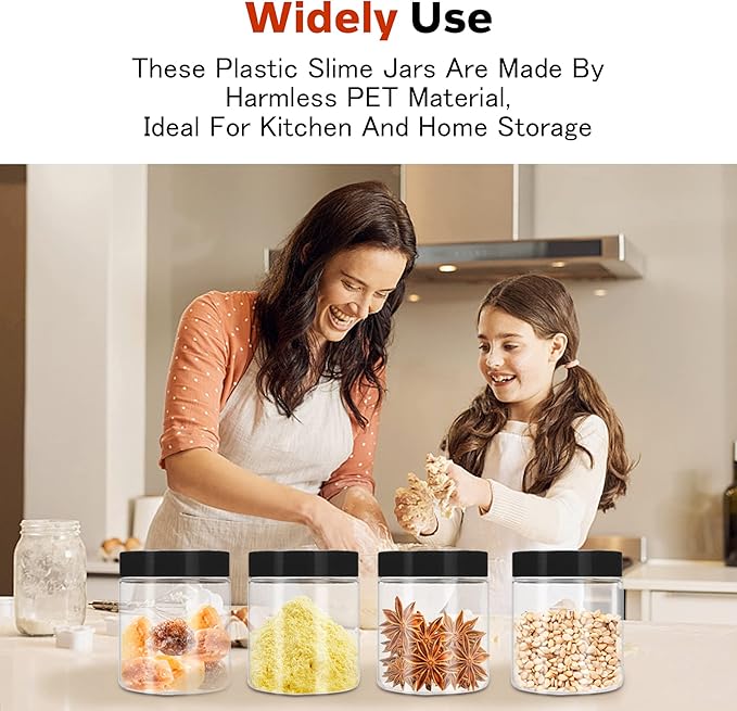 Food Storage Jars with Lids, 48 Pcs, 8 oz and 3.4 oz, Clear Plastic